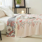 Bed Blanket | Reversible Floral Motifs | Woven Cotton