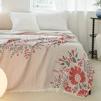 Bed Blanket | Reversible Floral Motifs | Woven Cotton