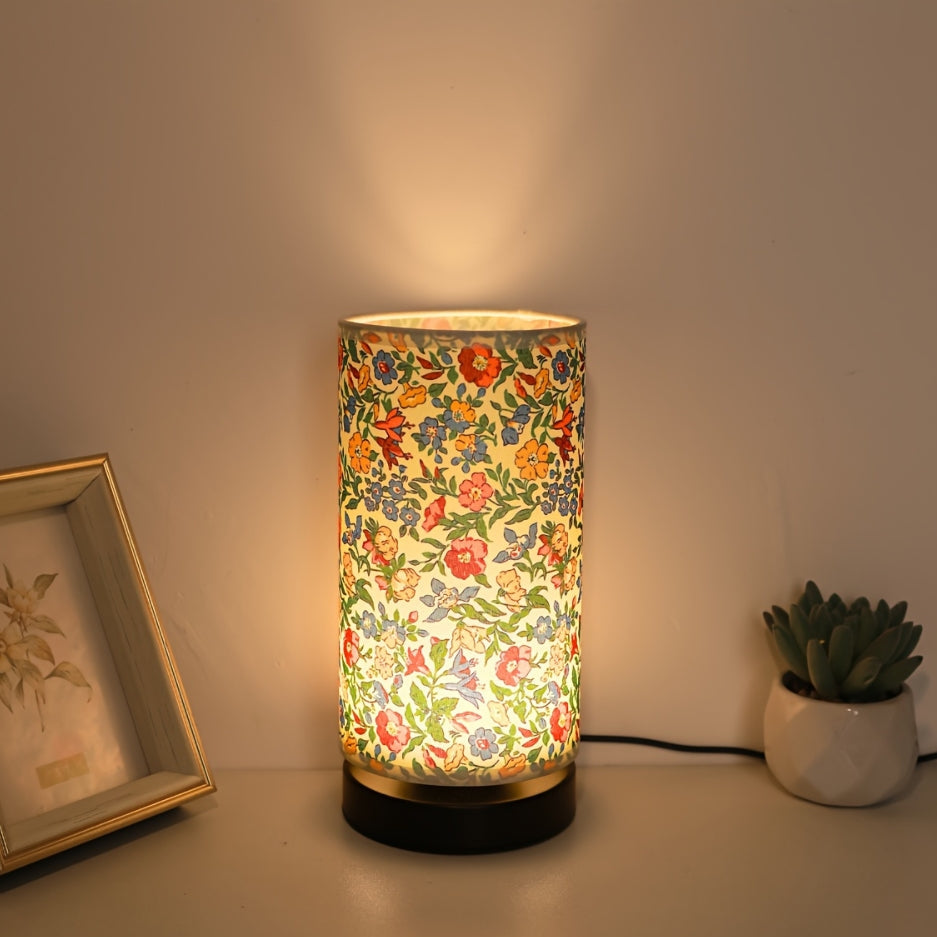 Table Lamp | Botanical Print Fabric Shade | Cord Switch