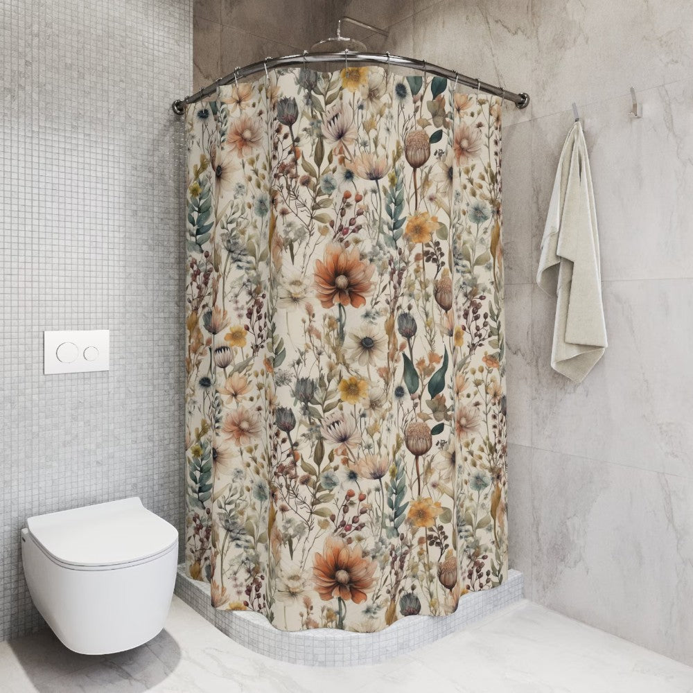 Shower Curtain | Floral Pattern & Waterproof Microfiber | 71 x 71 in
