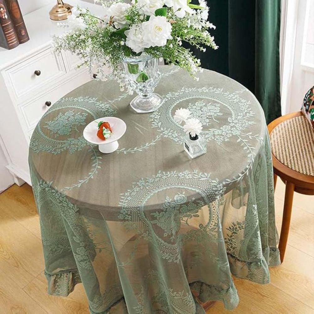 Tablecloth | Floral Lace & Sheer Microfiber | Round