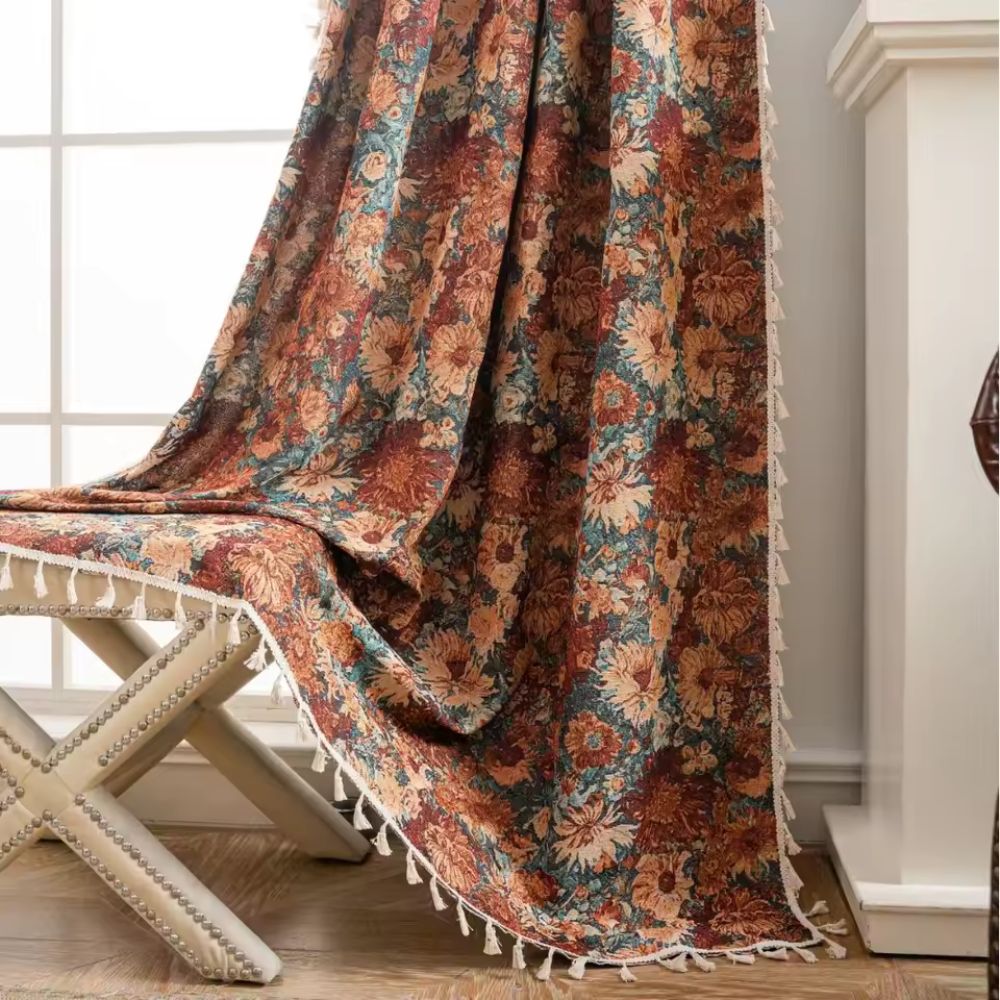 Tapestry Curtain | Floral Print & Microfiber Blend