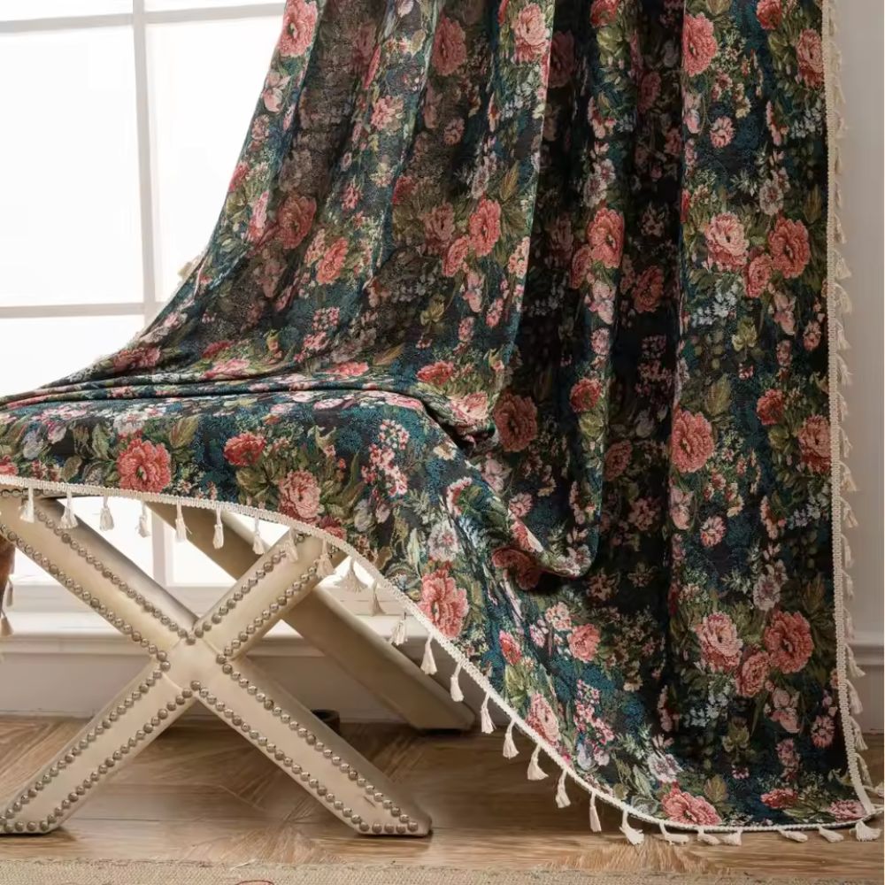 Tapestry Curtain | Floral Print & Microfiber Blend