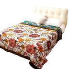 Throw Blanket | Floral Motif & Reversible Woven Fabric
