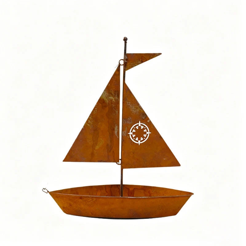 Flower Pot | Sailboat Silhouette & Sturdy Iron | 29.5 x 24 cm