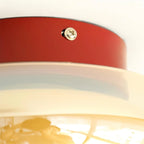 Flush Mount Ceiling Light | Amber Glass & Integrated LED | 20 cm Diameter