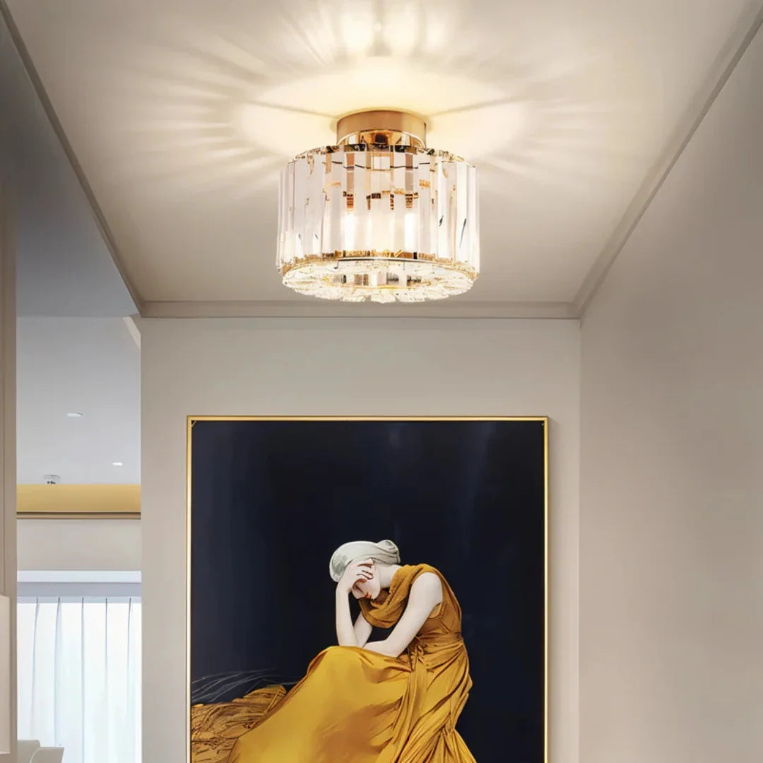 Flush Mount Ceiling Light | Crystal Accent & LED | 17 x 23 cm