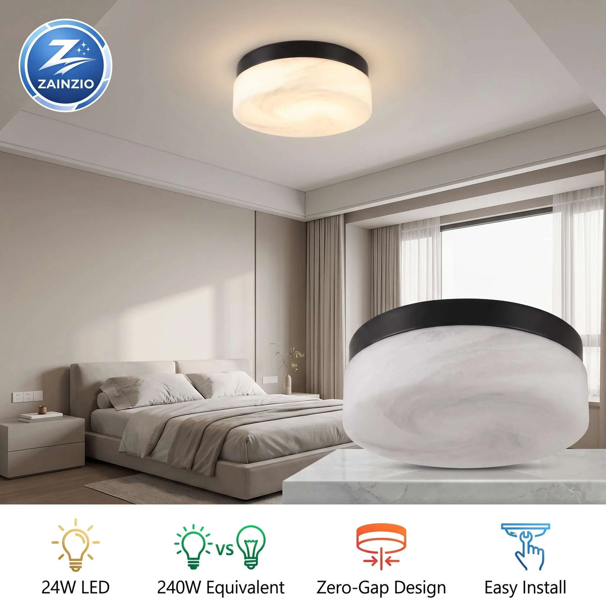 Flush Mount Ceiling Light | Integrated LED & 5 Color Temperatures | 12-Inch