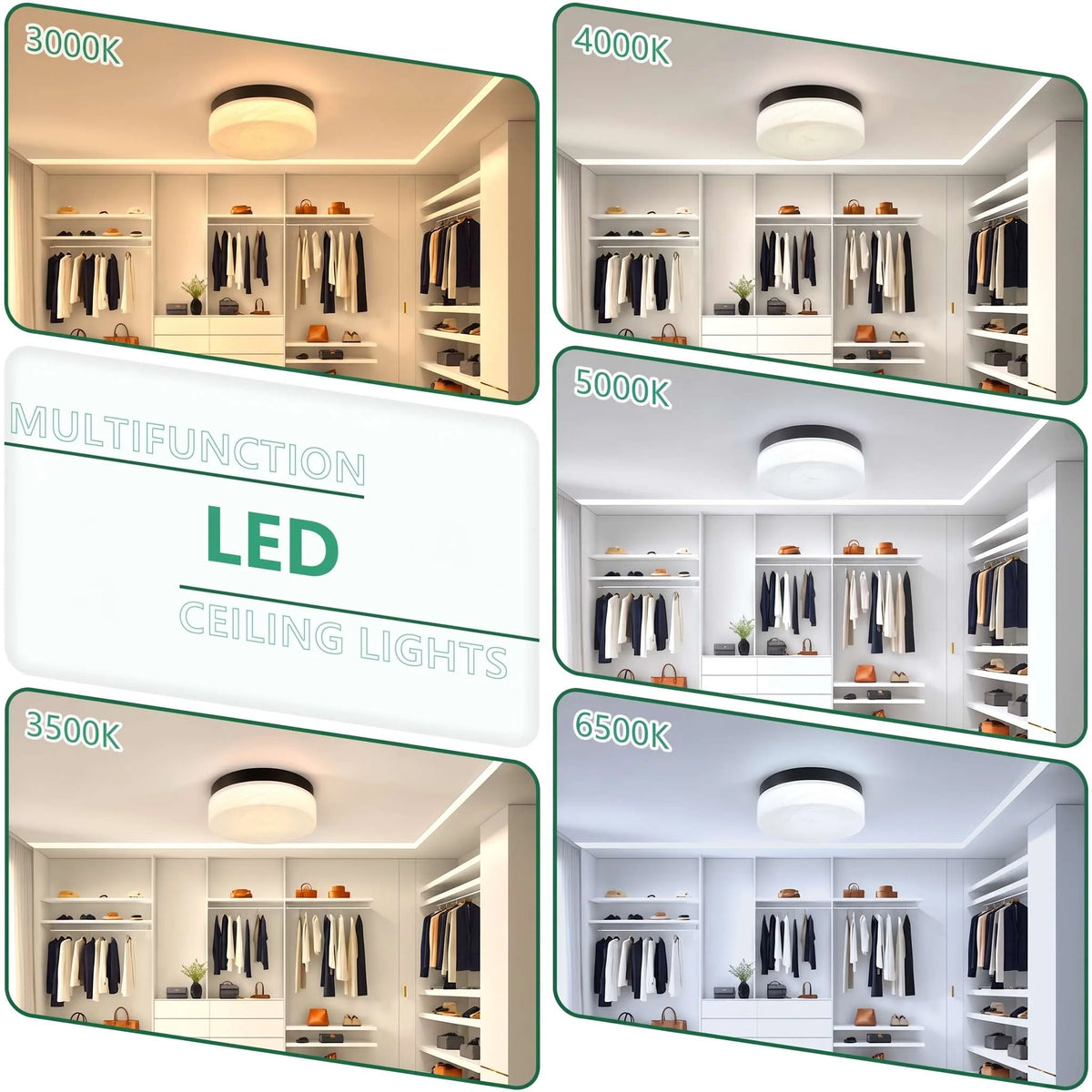 Flush Mount Ceiling Light | Integrated LED & 5 Color Temperatures | 12-Inch