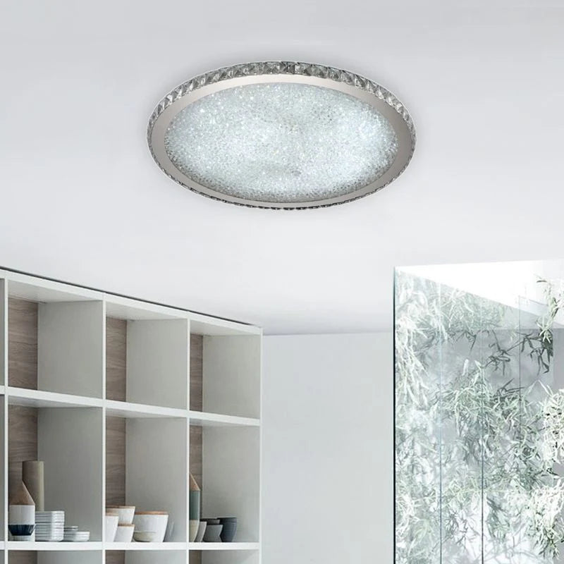 Flush Mount Ceiling Light | Octagonal Crystal & Metal Frame | LED Included