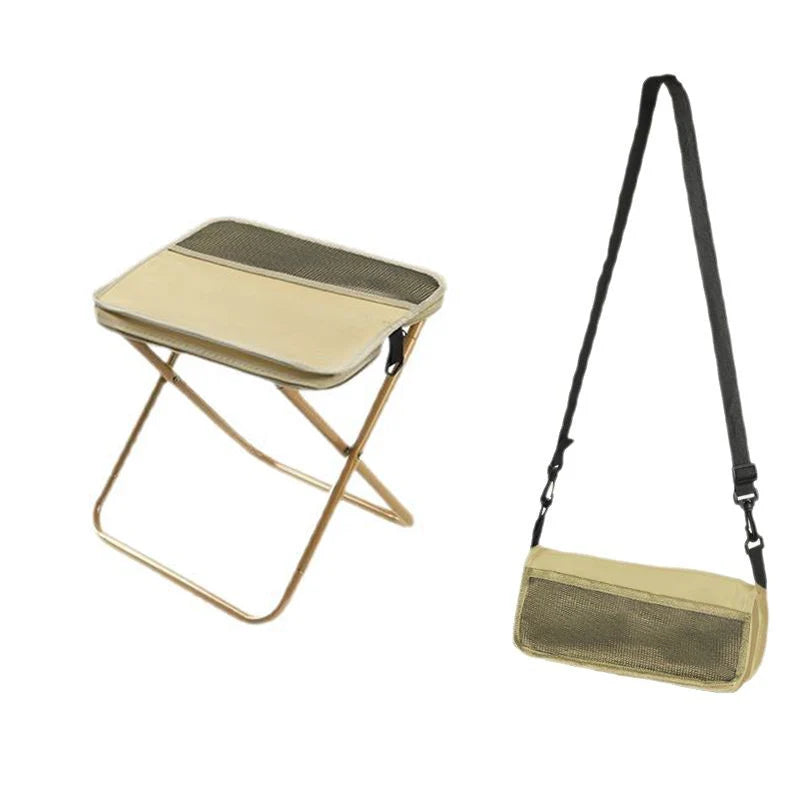 Foldable Backpack Stool | Carbon Steel X-Frame & Oxford Fabric | Supports 330 lbs