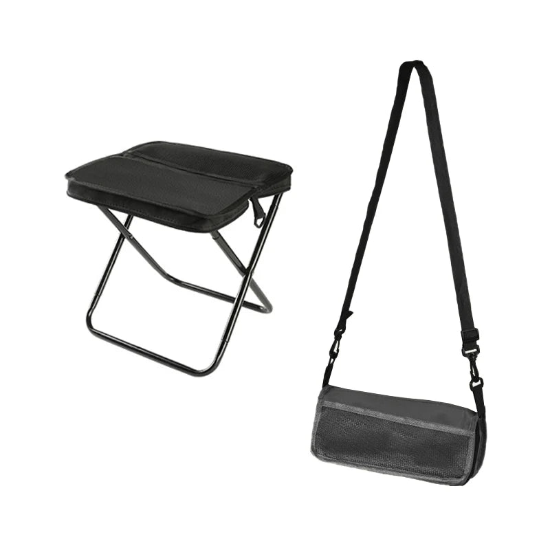 Foldable Backpack Stool | Carbon Steel X-Frame & Oxford Fabric | Supports 330 lbs