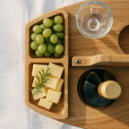 Wine Table | Foldable Acacia Wood | Bottle & Glass Holders