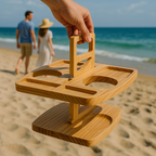 Wine Table | Foldable Acacia Wood | Bottle & Glass Holders