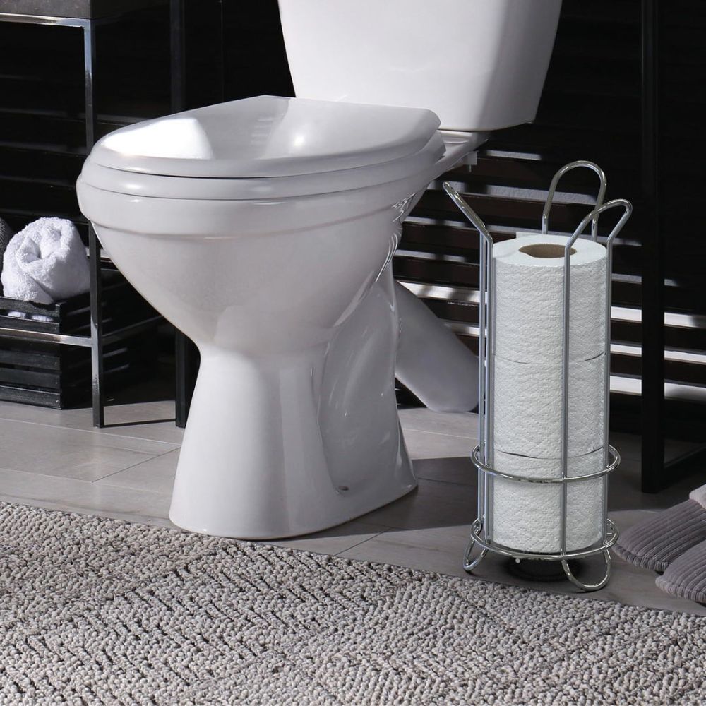 Toilet Roll Stand | Freestanding Open Frame | Chrome-Plated