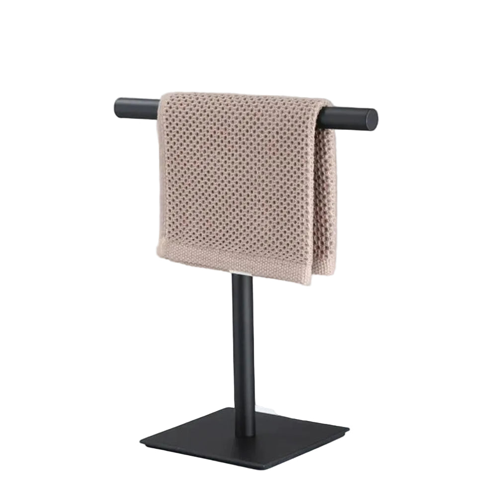 Towel Rack | Freestanding Weighted Base | Polished Metal