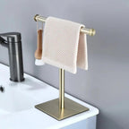 Towel Rack | Freestanding Weighted Base | Polished Metal