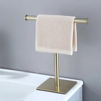 Towel Rack | Freestanding Weighted Base | Polished Metal