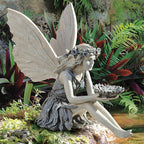 Garden Statue | Fairy with Sunflower Bowl | Stone-Look Finish