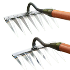 Garden Hoe | Carbon Steel Multi-Tine Head | Wooden Handle