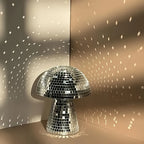 Glass Mushroom Sculpture | Mirrored Reflective Finish