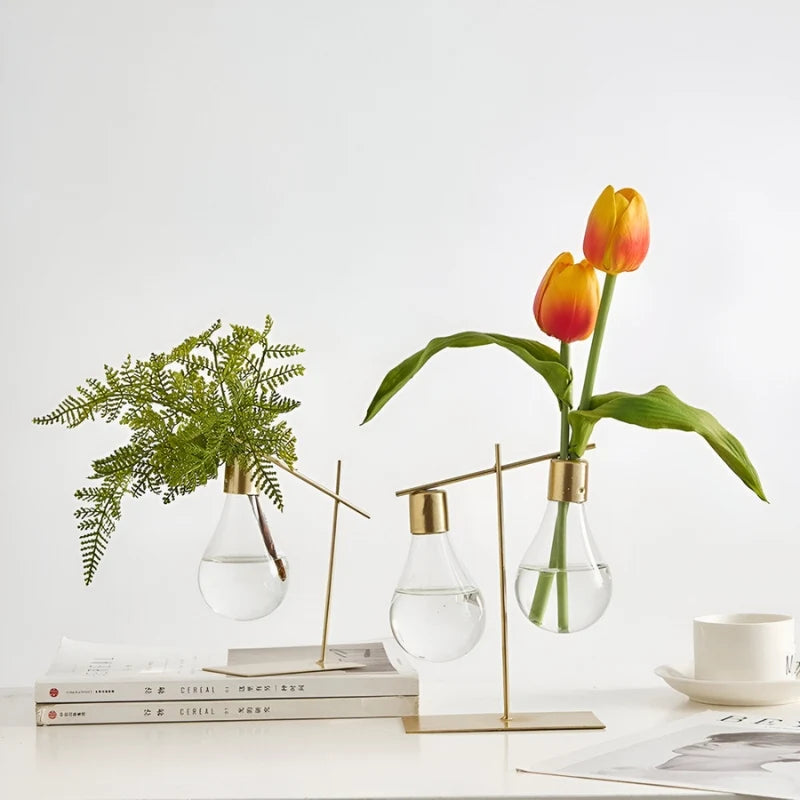 Plant Propagation Vase | Glass Container & Metal Frame | 20 x 10 cm
