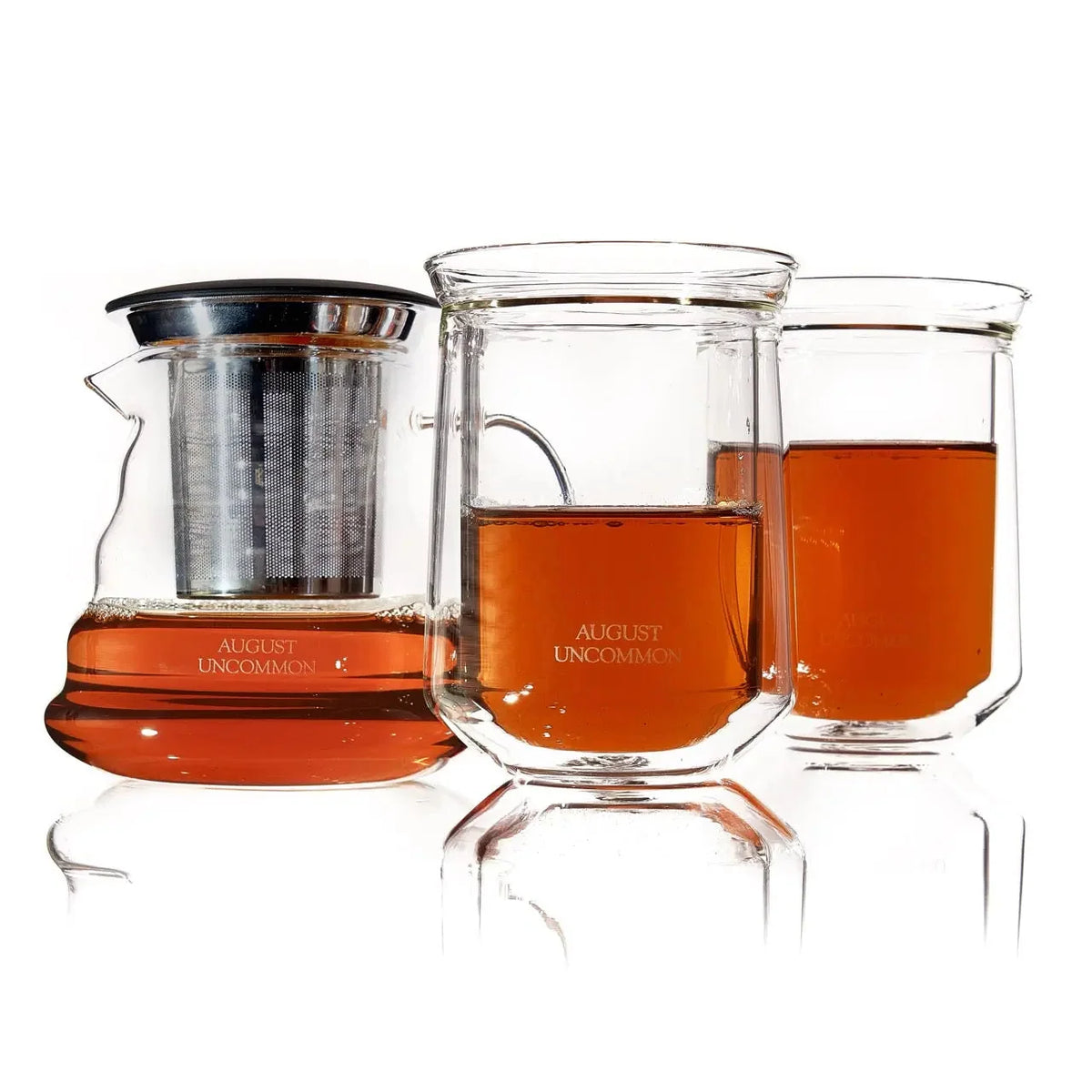 Glass Teapot Set | Loose-Leaf Infuser & Double-Walled Glasses | Set for Two