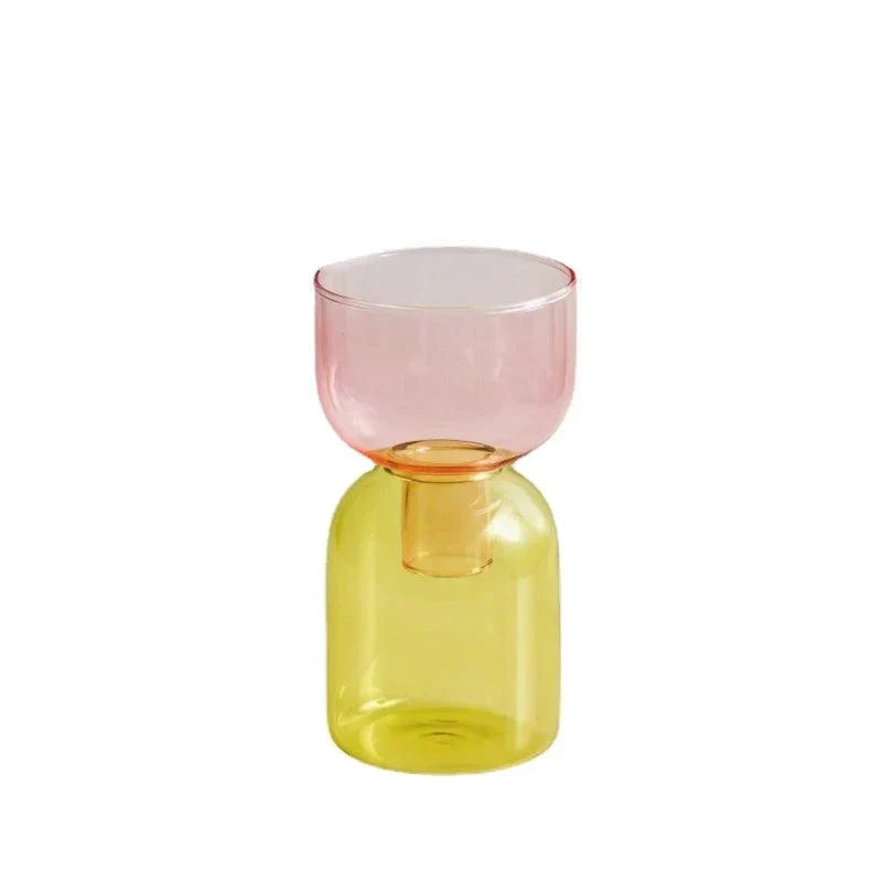 Glass Vase | Colourful Bottle-Stopper Design | Two-Piece