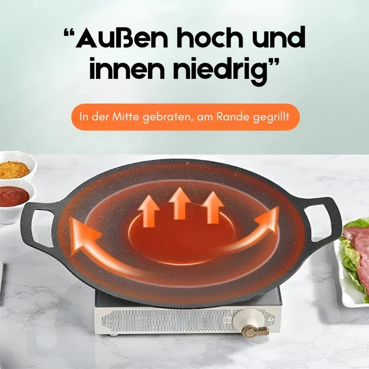 Grill Pan | Cast Iron Stone Non-Stick & Removable Legs