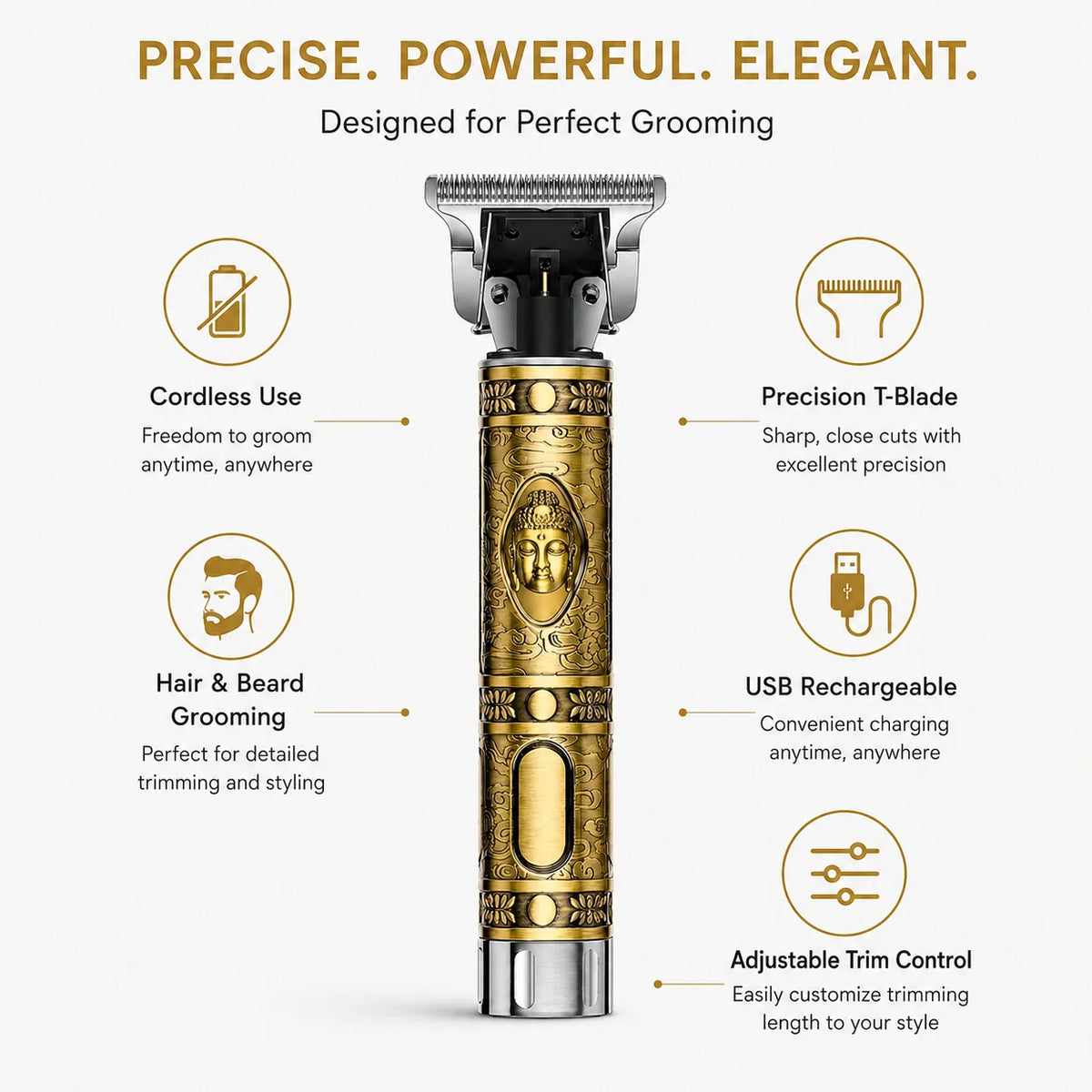 Hair & Beard Trimmer | Precision Adjustable Blade & USB Rechargeable