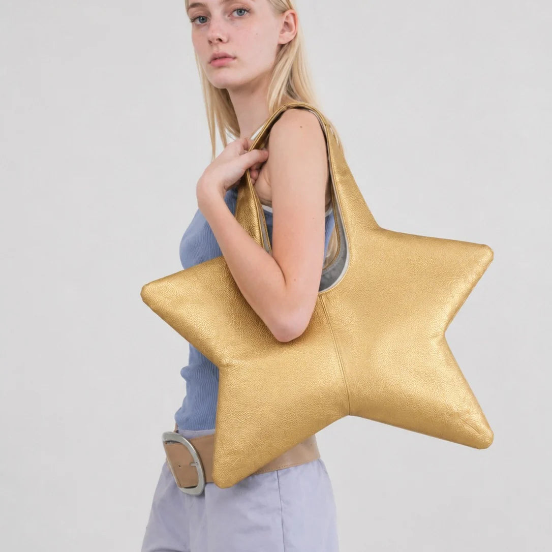 Handbag | Star-Shaped Faux Leather & Spacious Interior