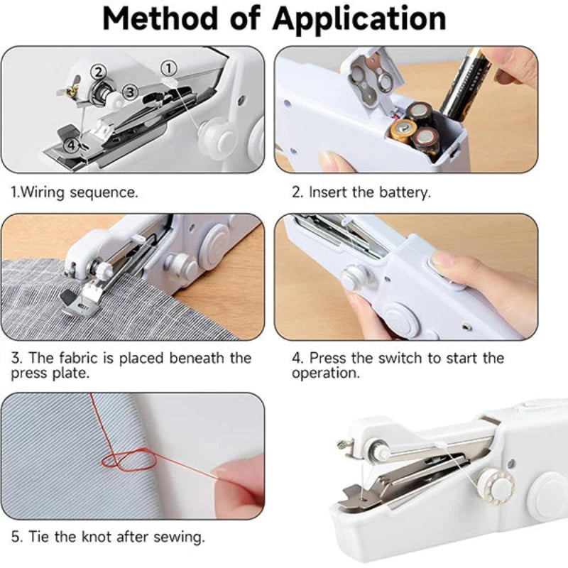 Handheld Sewing Machine | One-Hand Operation & Needle Threader | Travel Size