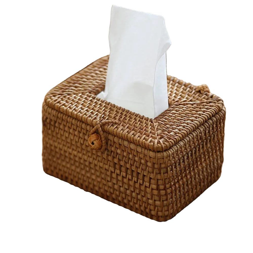 Tissue Box Cover | Handwoven Natural Rattan | Loop Closure