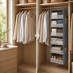 Hanging Closet Organizer | Mesh Side Pockets & Split-Zip Design | 6 Shelves