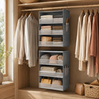 Hanging Closet Organizer | Mesh Side Pockets & Split-Zip Design | 6 Shelves