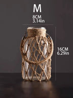 Hanging Vase | Glass & Sturdy Hemp Cord | Hanging & Table