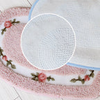 Bath Mat | Heart-Shaped & Tufted Floral | Non-Slip Base