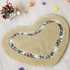 Bath Mat | Heart-Shaped & Tufted Floral | Non-Slip Base