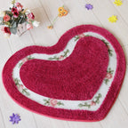 Bath Mat | Heart-Shaped & Tufted Floral | Non-Slip Base