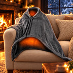 Heated Throw Blanket | USB-Powered Soft Flannel | Wearable Zippered Wrap