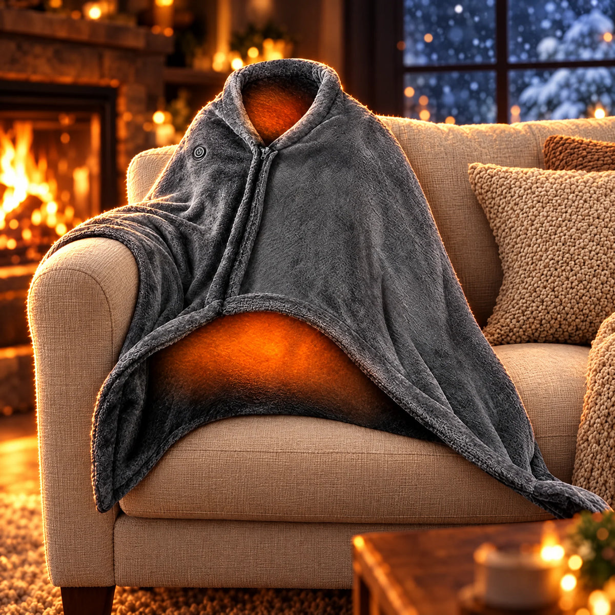 Heated Throw Blanket | USB-Powered Soft Flannel | Wearable Zippered Wrap