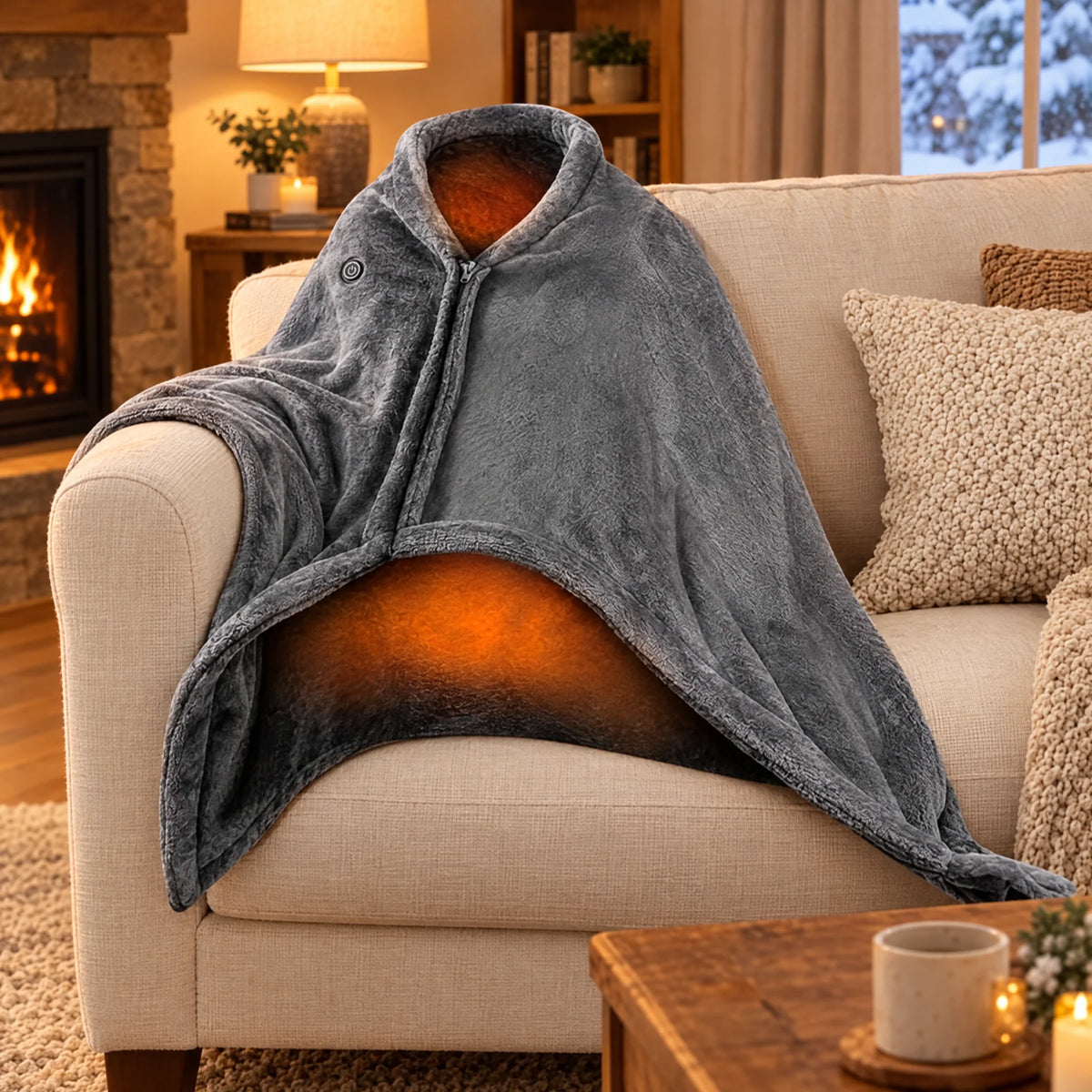 Heated Throw Blanket | USB-Powered Soft Flannel | Wearable Zippered Wrap