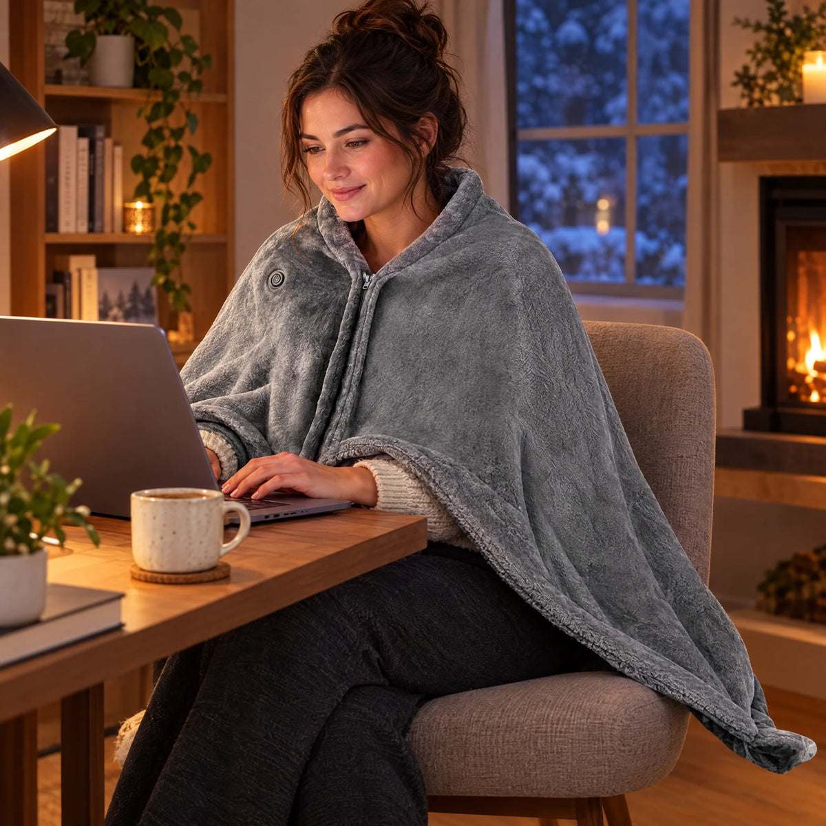 Heated Throw Blanket | USB-Powered Soft Flannel | Wearable Zippered Wrap