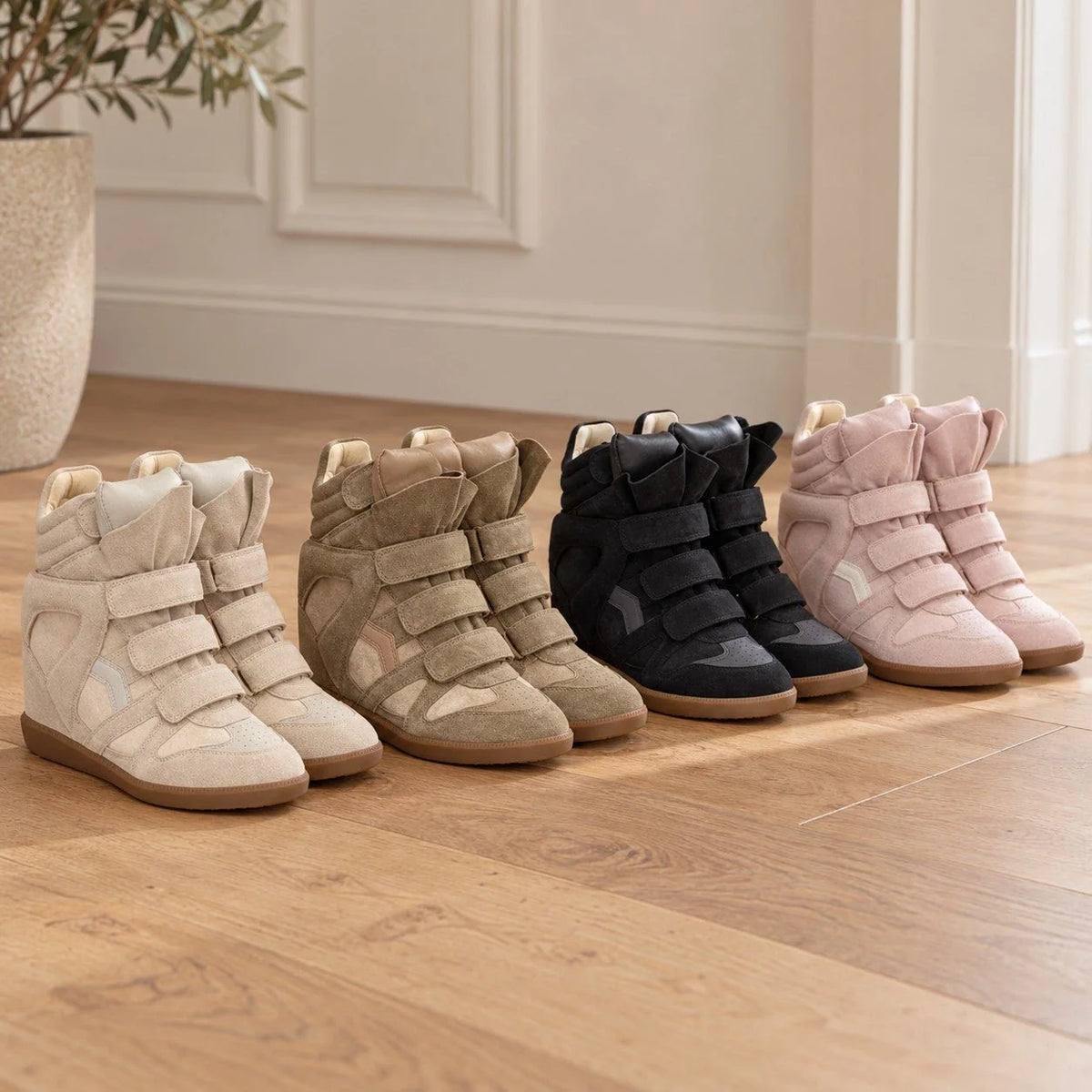 High-Top Sneakers | Hidden 5 Cm Wedge | Adjustable Hook-and-Loop Straps