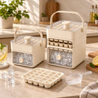 Ice Cube Tray Set | Stackable & Easy-Release | With Storage Drawer