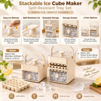 Ice Cube Tray Set | Stackable & Easy-Release | With Storage Drawer