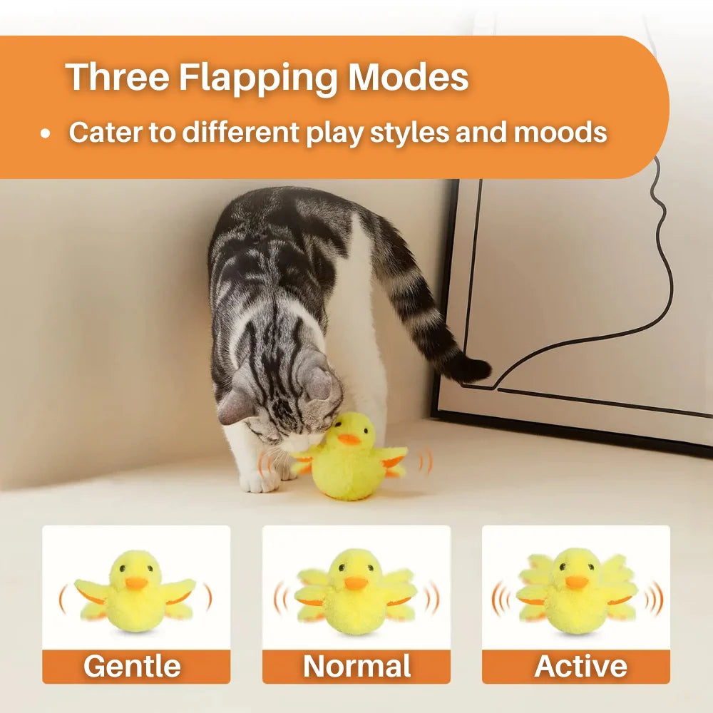 Interactive Cat Toy | Fluttering Wings & Quacking Sound | USB-Rechargeable