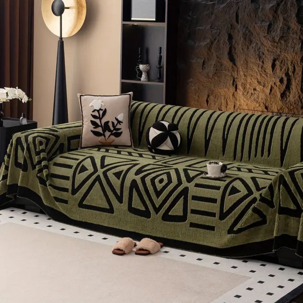 Sofa Cover | Maze Jacquard Microfiber Blend | Stitched Edges