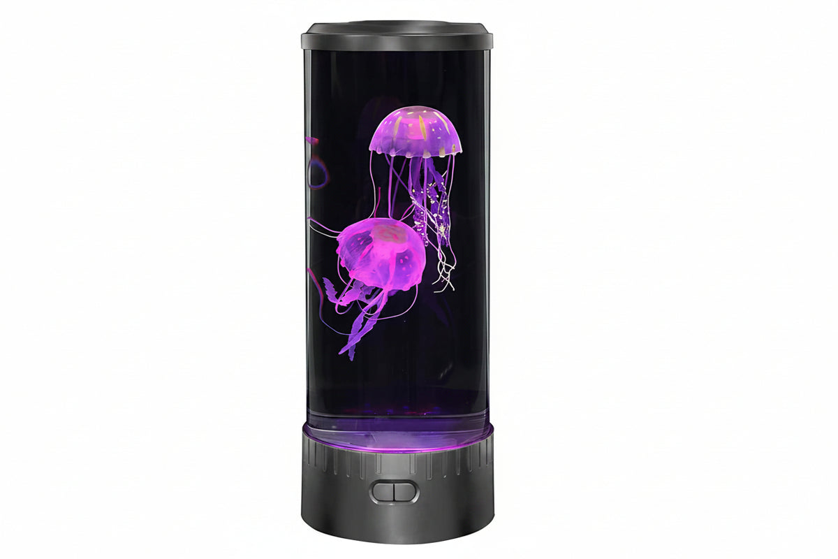 Jellyfish Lamp | Floating Figures & Multicolor LED | Transparent Cylinder