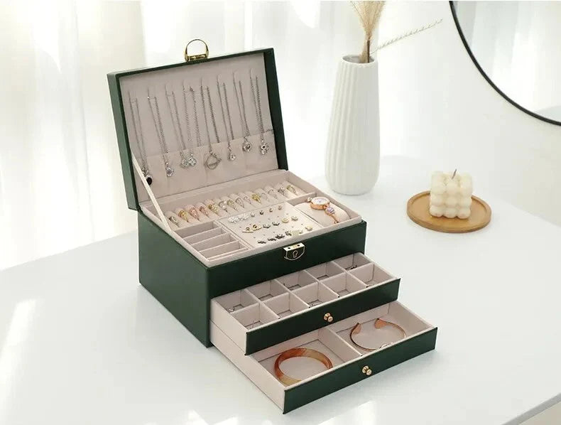 Jewellery Box | Multilayer Leather & Soft-Lined | 3 Levels